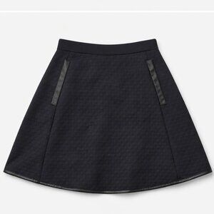 Madewell Navy Quilted Skirt with Leather Trim Size 8